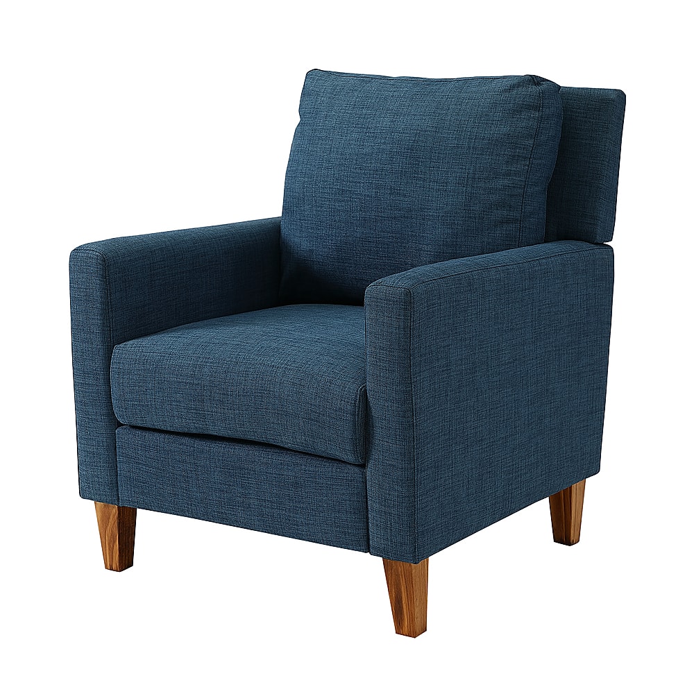 Left View: Walker Edison - Linen and 100% Polyester Accent Chair - Navy Blue