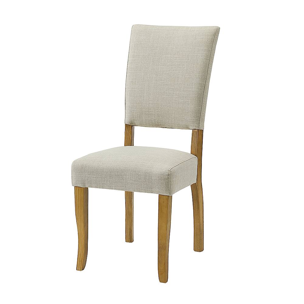 Left View: Walker Edison - Open-Back Parsons Upholstered Dining Chairs (Set of 2) - Ivory