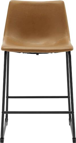 Walker Edison Industrial Faux Leather, Brown Faux Leather Bar Stools Set Of 2