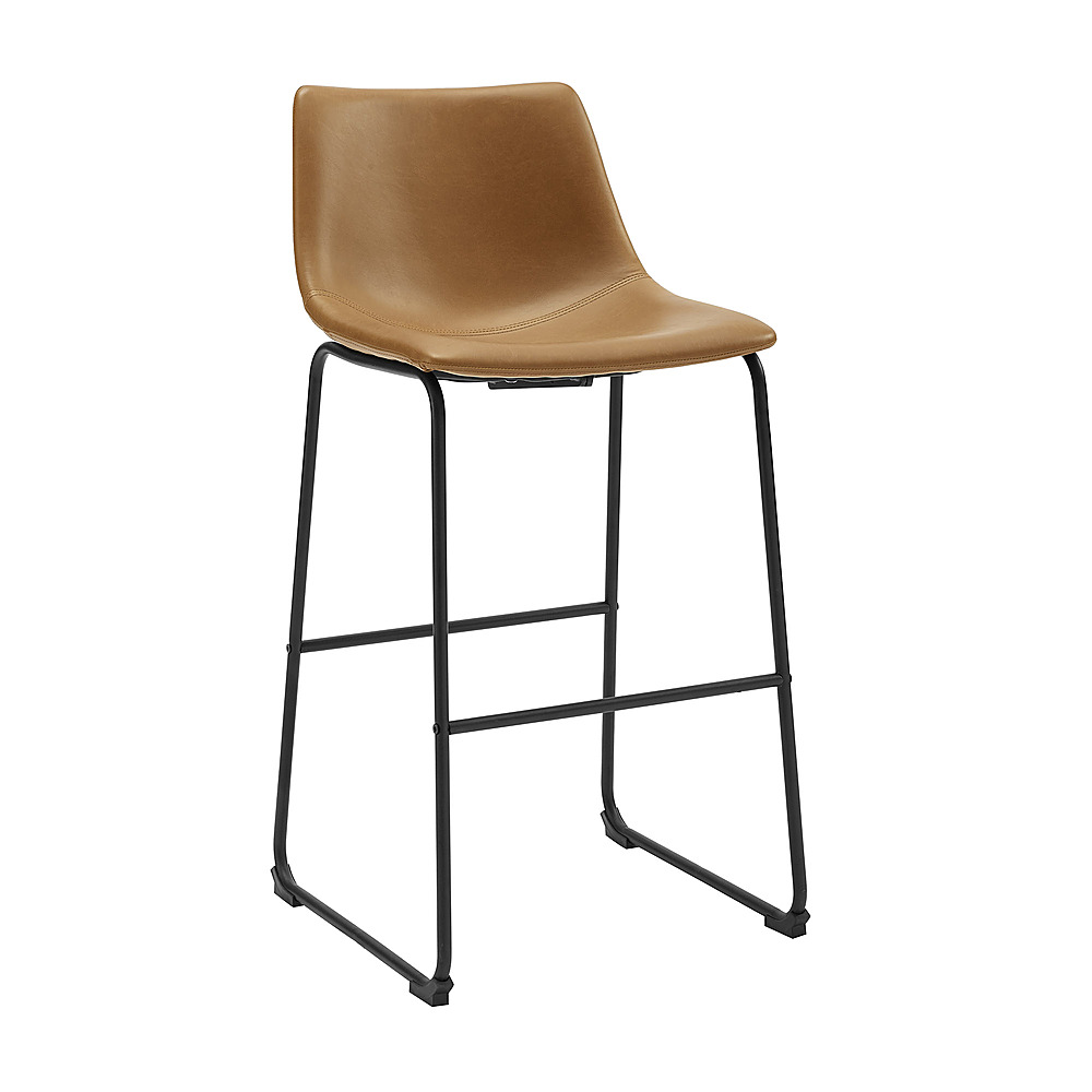 Angle View: OSP Designs - Cosmo 4-Leg Foam and Faux Leather Barstool - Mahogany/Espesso/Antique Gray Ash