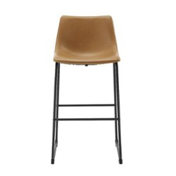 Walker Edison - Industrial Faux Leather Barstool (Set of 2) - Whiskey Brown - Front_Zoom