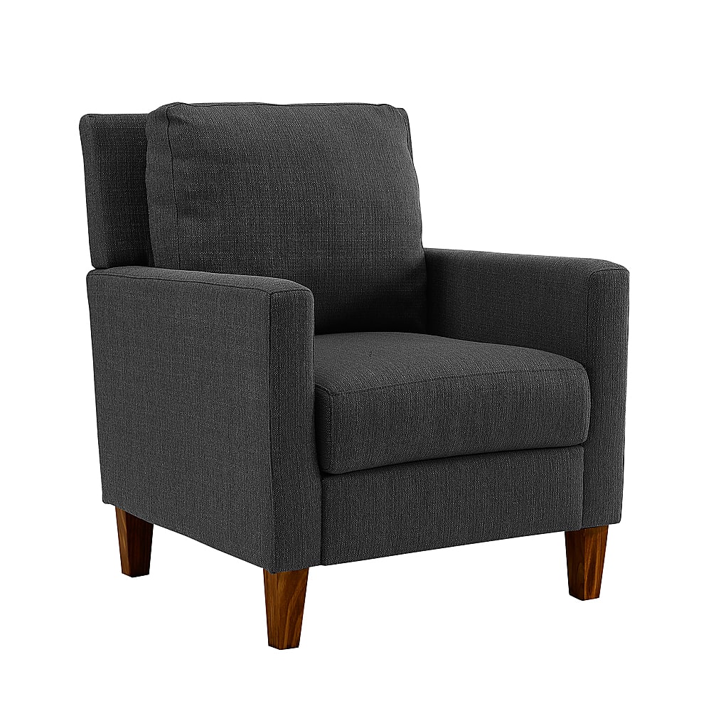 Angle View: Walker Edison - Linen and 100% Polyester Accent Chair - Charcoal