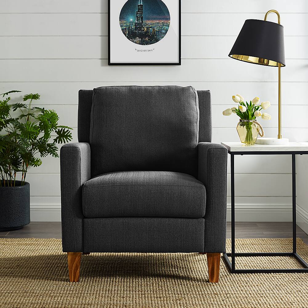 Best Buy: Walker Edison Linen and 100% Polyester Accent Chair Charcoal ...