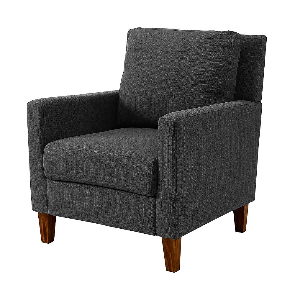 Left View: Walker Edison - Linen and 100% Polyester Accent Chair - Charcoal