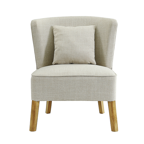 Walker Edison - Linen, Vegan Leather and 100% Polyester Accent Chair - Ivory