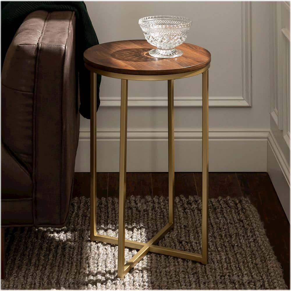 Best Buy: Walker Edison Modern Glam Side Table Dark Walnut & Gold ...