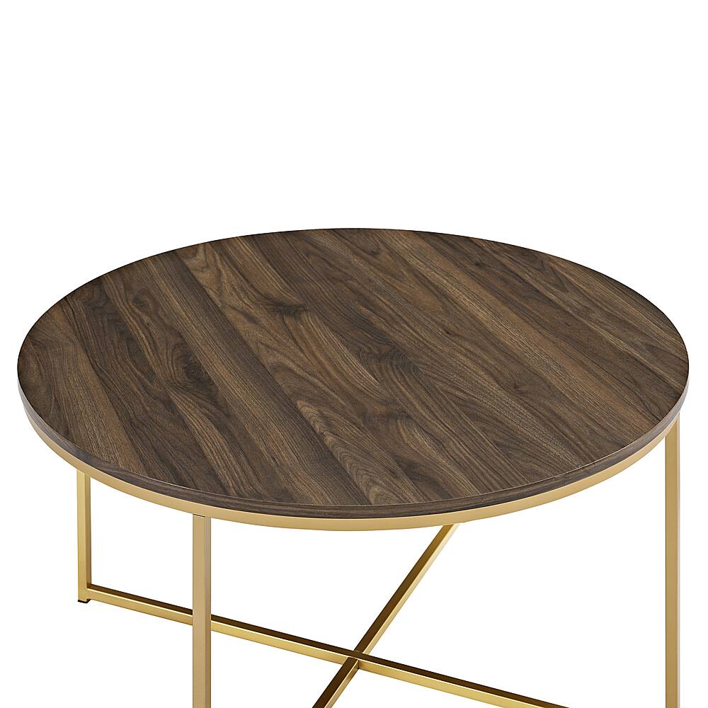Best Buy: Walker Edison Modern Glam Round Coffee Table Dark Walnut ...