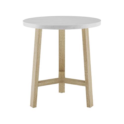 Walker Edison - 20" Round Side Table - White Marble/Light Oak