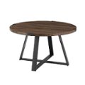 Angle Zoom. Walker Edison - Round Rustic Coffee Table - Dark Walnut.