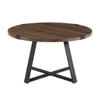 Walker Edison - Round Rustic Coffee Table - Dark Walnut - Front_Zoom