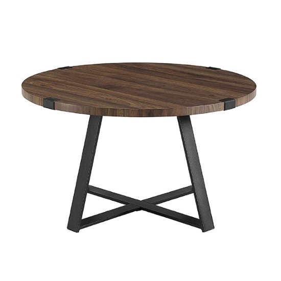 Walker Edison Round Rustic Coffee Table, Round Rustic Coffee Table