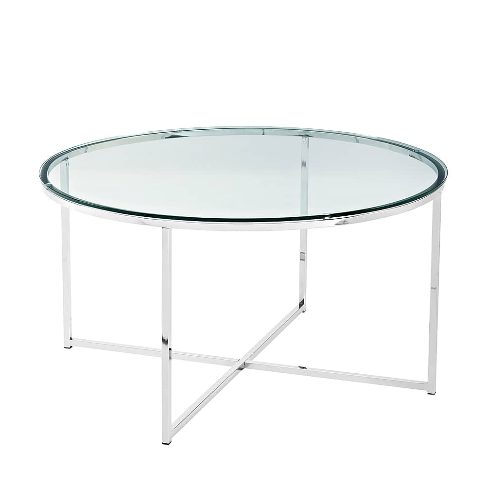 Angle View: Walker Edison - Modern Glam Round Coffee Table - Chrome