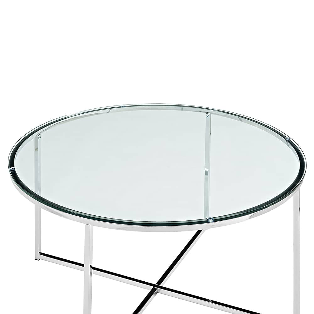 Best Buy: Walker Edison Modern Glam Round Coffee Table Chrome BBF36ALCTGCR