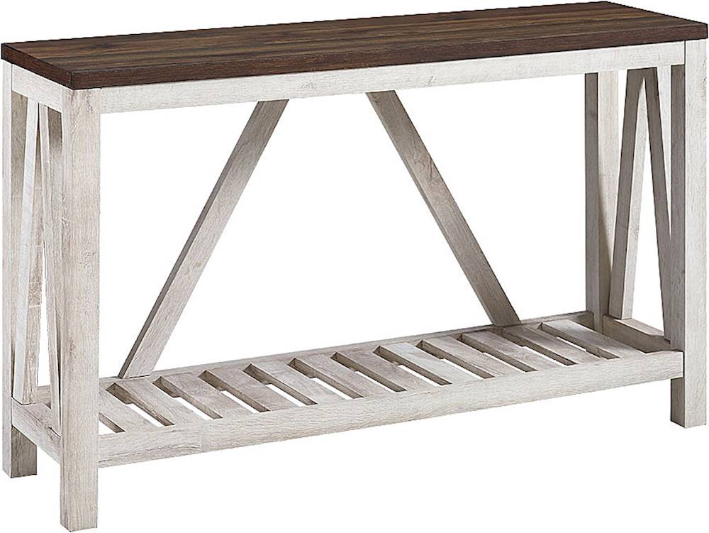 Angle View: Walker Edison - Modern Farmhouse Entryway Table - Dark Walnut/White Oak