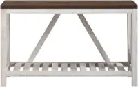 Front. Walker Edison - Modern Farmhouse Entryway Table - Dark Walnut/White Oak.