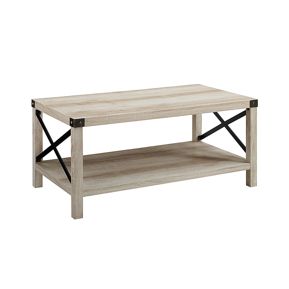 Angle View: Walker Edison - Rustic Farmhouse Wood Coffee Table - White Oak