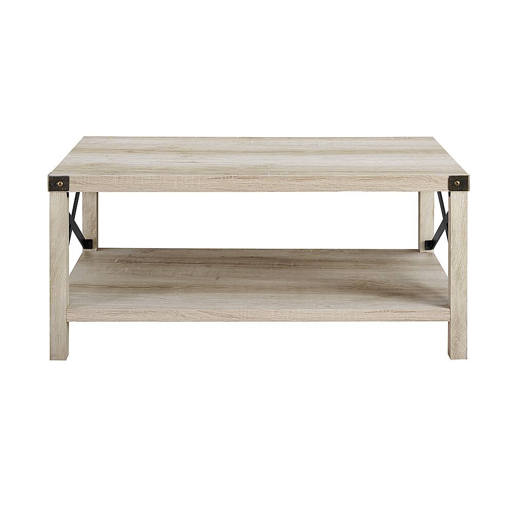 Walker Edison - Rustic Farmhouse Wood Coffee Table - White Oak - Front_Zoom