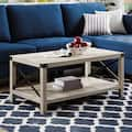 Walker Edison Rustic Farmhouse Wood Coffee Table White Oak BBF40MXCTWO ...