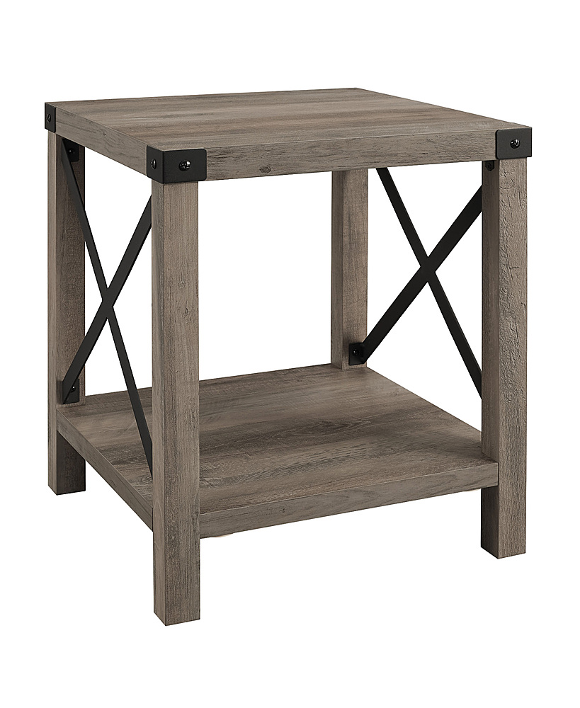 Angle View: Walker Edison - Farmhouse Metal Accent Side Table - Gray Wash