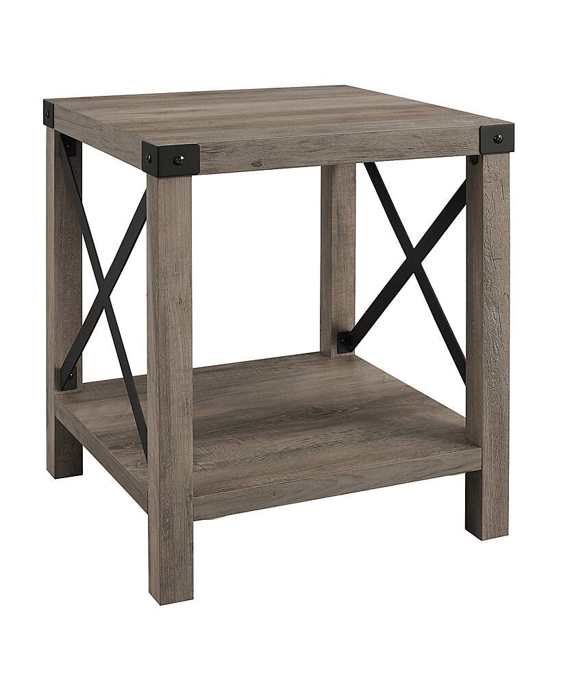 Angle. Walker Edison - Farmhouse Metal Accent Side Table - Gray Wash.