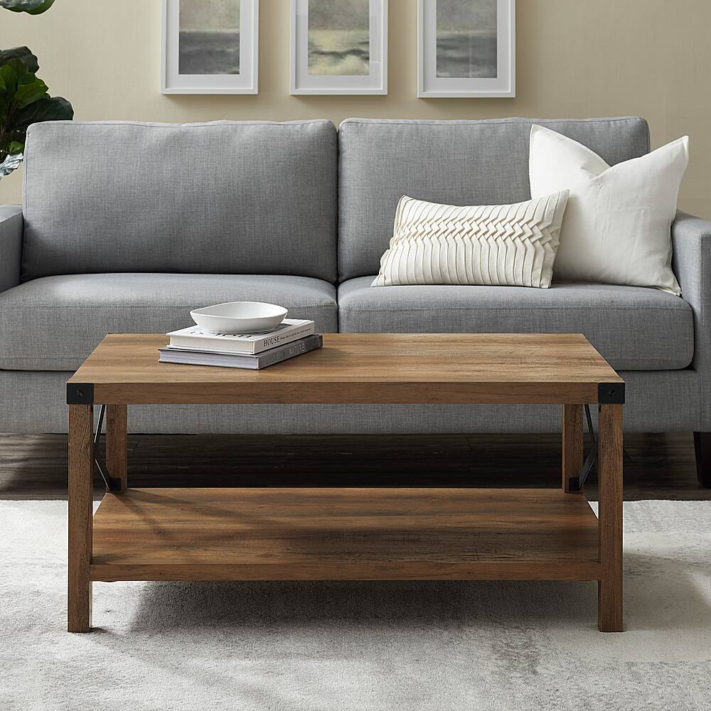 Best Buy Walker Edison Rustic Farmhouse Wood Coffee Table Rustic Oak
