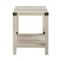 Walker Edison - Farmhouse Metal Accent Side Table - White Oak - Front_Zoom