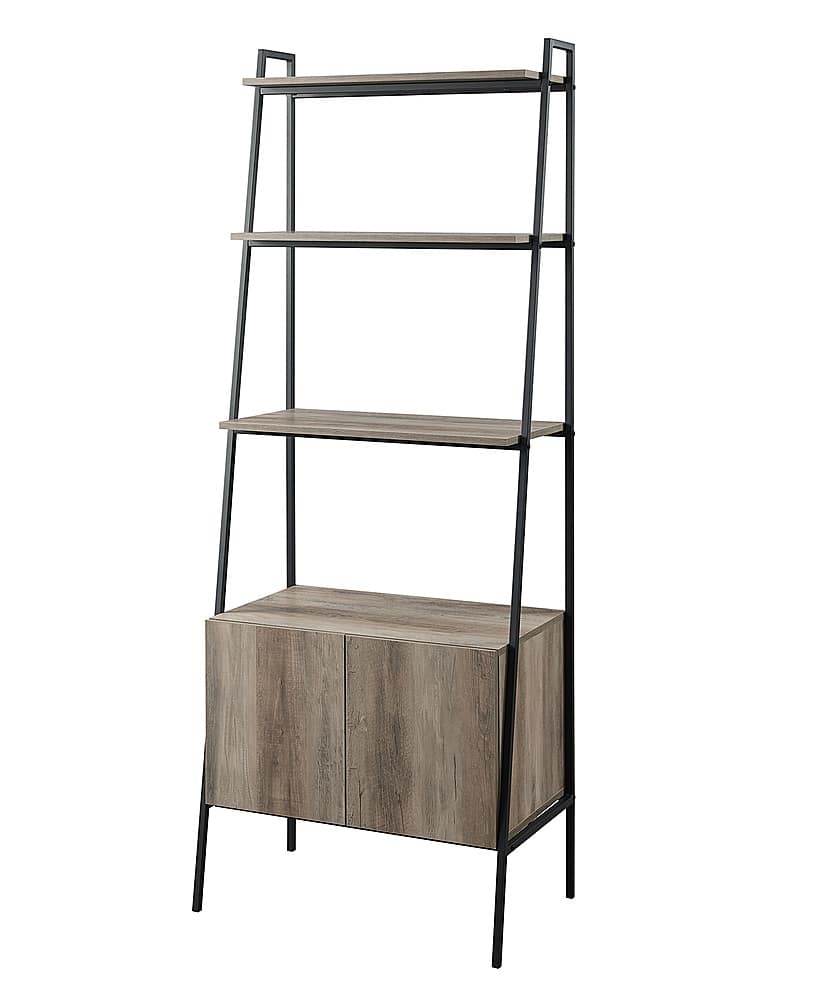 Angle View: Walker Edison - 72" Idustrial Ladder 5-Shelf Storage Bookcase - Grey Wash