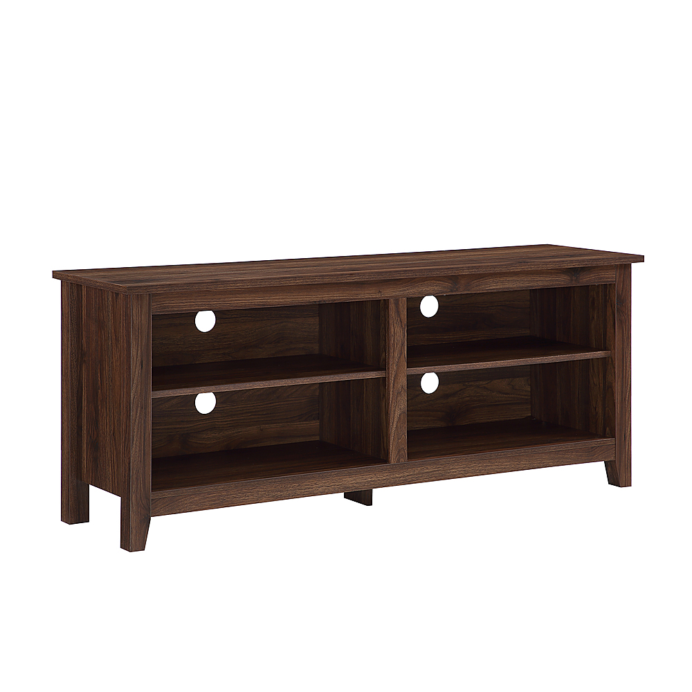Angle View: Walker Edison - Modern 58" Wood Open Storage TV Stand for Most TVs up to 65" - Dark Walnut