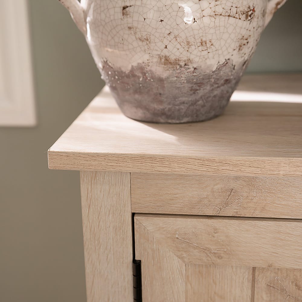 Alt View 3. Walker Edison - 70" Modern Farmhouse Simple Grooved Door TV Stand for most TVs up to 80" - White Oak.