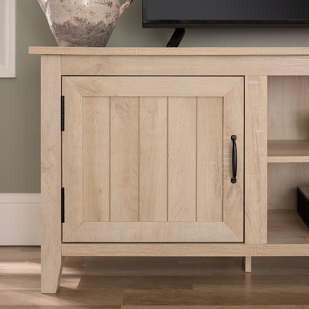 Alt View 15. Walker Edison - 70" Modern Farmhouse Simple Grooved Door TV Stand for most TVs up to 80" - White Oak.