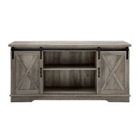 Walker Edison - 58" Modern Farmhouse Sliding Door TV Stand for Most TVs up to 65" - Grey Wash - Front_Zoom