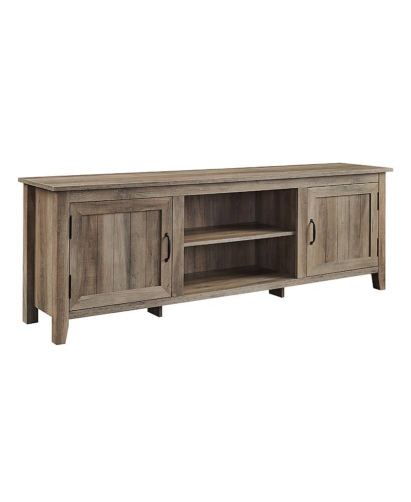 Angle. Walker Edison - 70" Modern Farmhouse Simple Grooved Door TV Stand for most TVs up to 80" - Grey Wash.