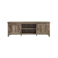 Walker Edison 70 Inch Modern Farmhouse Simple Grooved Door TV Stand for most TVs up to 80 Inch (Grey Wash)