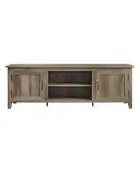 Walker Edison - 70" Modern Farmhouse Simple Grooved Door TV Stand for most TVs up to 80" - Grey Wash - Front_Zoom
