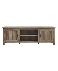 Walker Edison - Farmhouse Simple Grooved Door TV Stand for most TVs up to 80" - Grey Wash - Front_Zoom