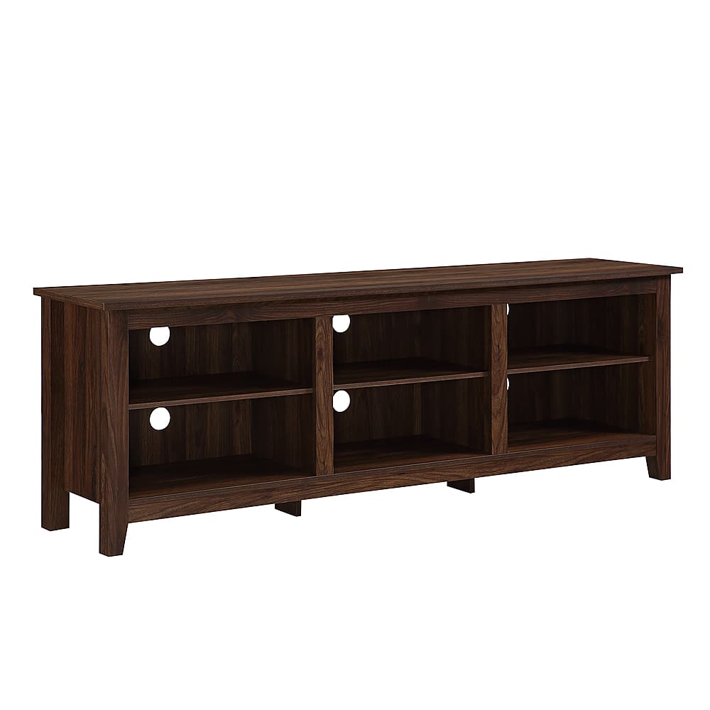 Angle View: Walker Edison - Modern Open 6 Cubby Storage TV Stand for TVs up to 78" - Dark Walnut