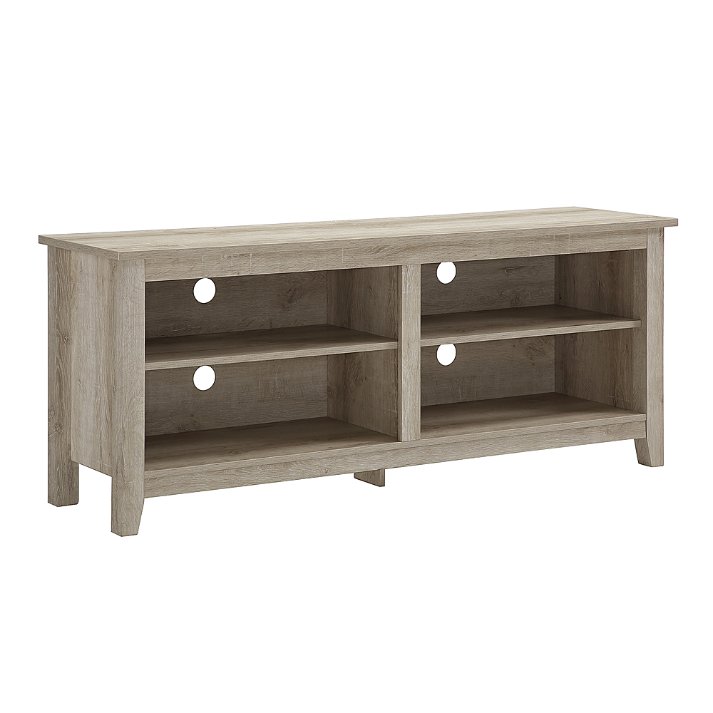 Angle View: Walker Edison - Modern Wood Open Storage TV Stand for Most TVs up to 65" - White Oak