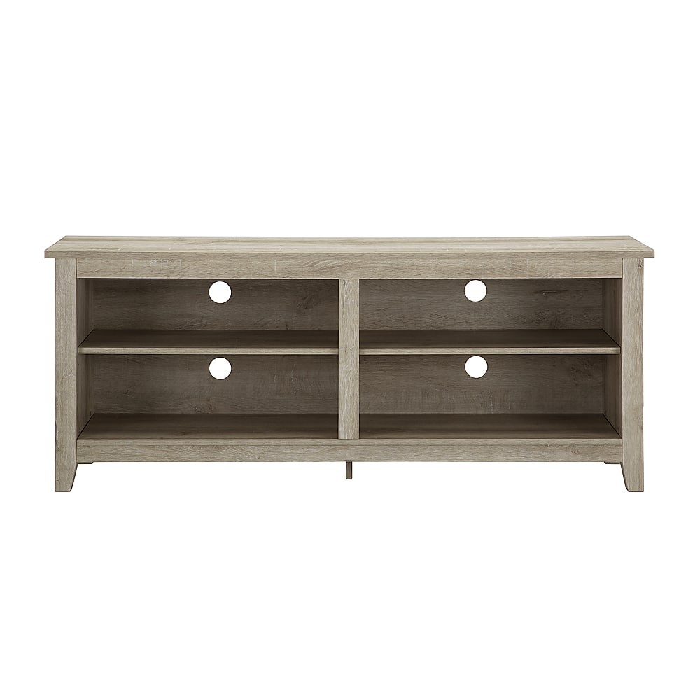 Front. Walker Edison - Modern Wood Open Storage TV Stand for Most TVs up to 65" - White Oak.