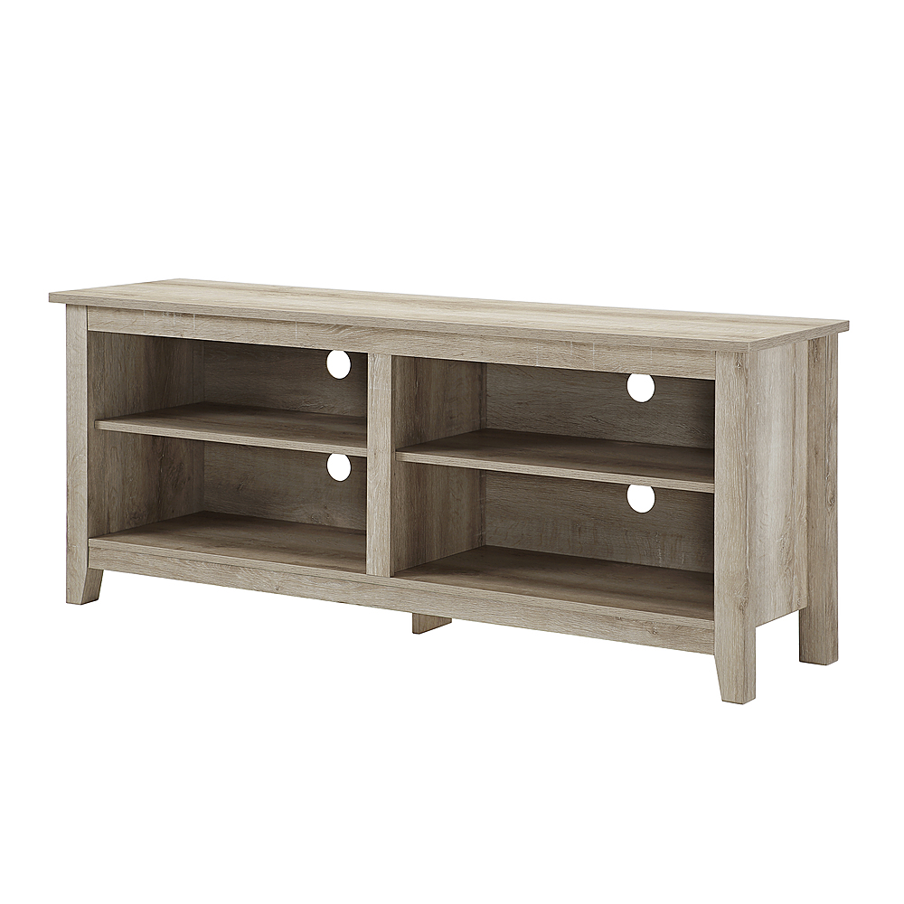 Left View: Walker Edison - Modern Wood Open Storage TV Stand for Most TVs up to 65" - White Oak