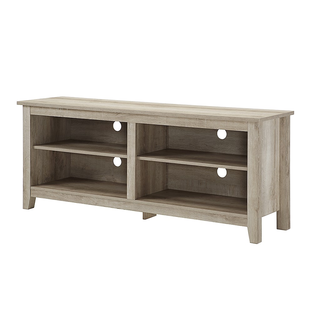 Left. Walker Edison - Modern Wood Open Storage TV Stand for Most TVs up to 65" - White Oak.