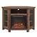 Front. Walker Edison - Glass Two Door Corner Fireplace TV Stand for Most TVs up to 55" - Rustic Oak.