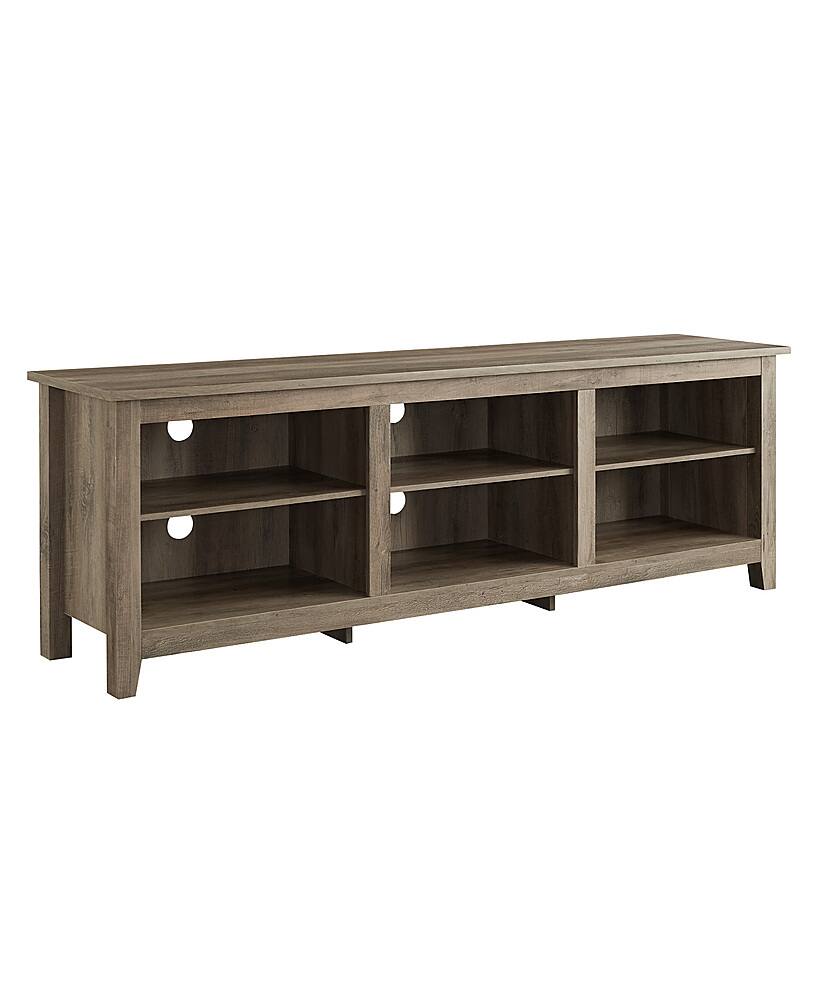 Angle. Walker Edison - Modern 70" Open 6 Cubby Storage TV Stand for TVs up to 80" - Grey Wash.