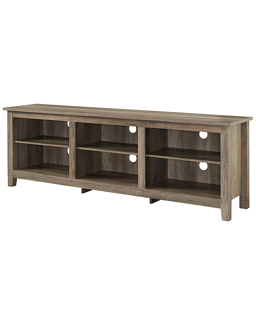 Left View: Walker Edison - Modern Open 6 Cubby Storage TV Stand for TVs up to 78" - Grey Wash