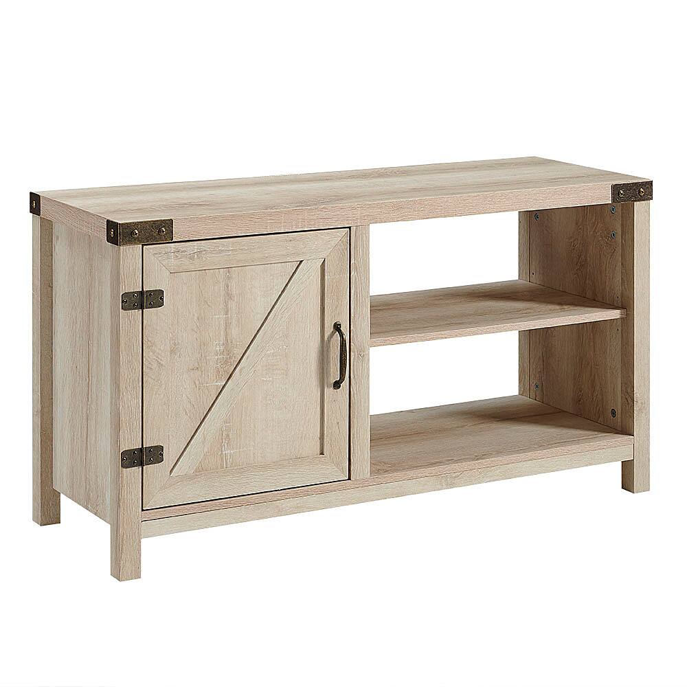 Angle View: Walker Edison - Rustic Barndoor TV Cabinet for Most Flat-Panel TVs Up to 48" - White Oak