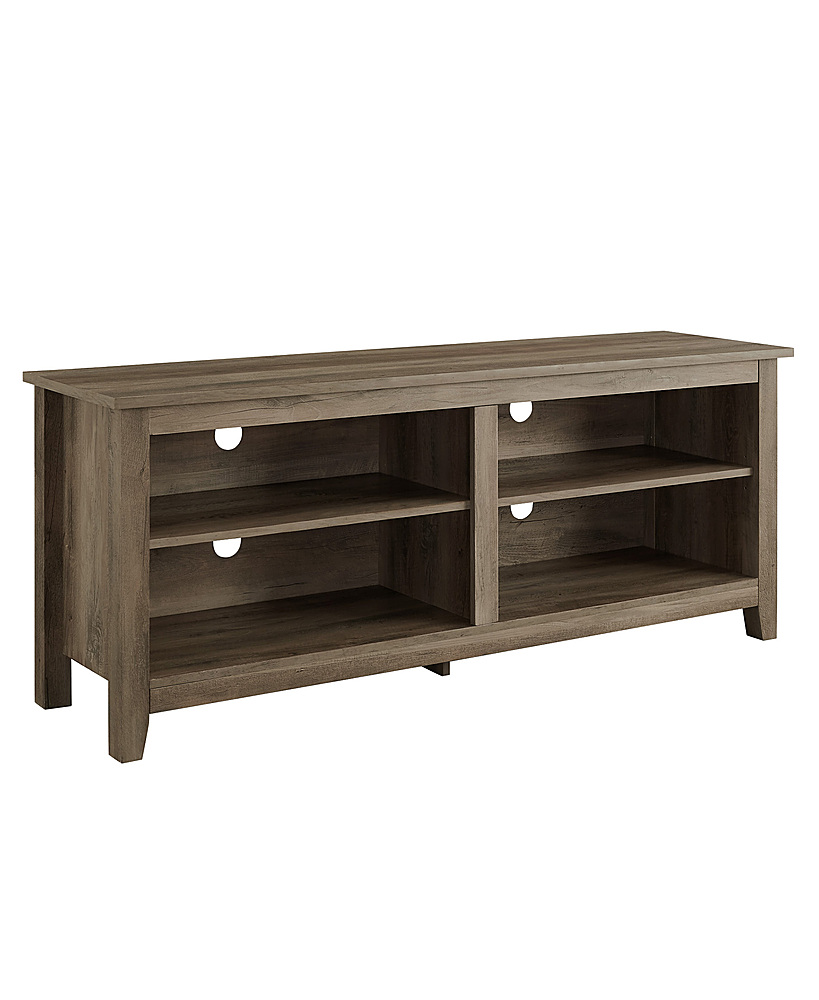 Angle View: Walker Edison - Modern Wood Open Storage TV Stand for Most TVs up to 65" - Grey Wash