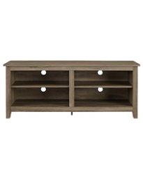 Walker Edison - Modern Wood Open Storage TV Stand for Most TVs up to 65" - Grey Wash - Front_Zoom