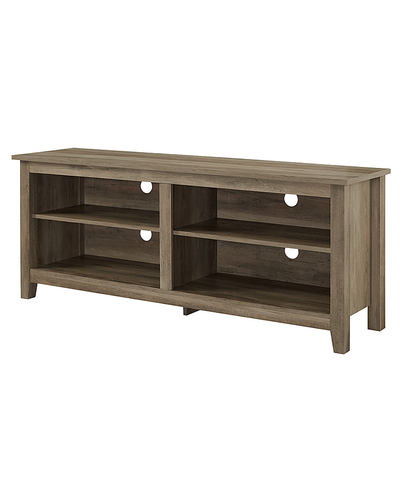 Left View: Walker Edison - Modern Wood Open Storage TV Stand for Most TVs up to 65" - Grey Wash