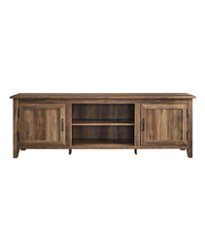 Walker Edison - 70" Modern Farmhouse Simple Grooved Door TV Stand for most TVs up to 80" - Rustic Oak - Front_Zoom