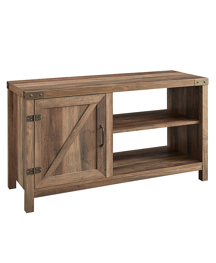 Angle View: Walker Edison - Rustic Barndoor TV Cabinet for Most Flat-Panel TVs Up to 48" - Rustic Oak