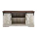 Front Zoom. Walker Edison - 58" Modern Farmhouse Sliding Door TV Stand for Most TVs up to 65" - Rustic White Brown.